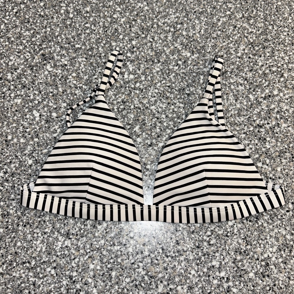 Black and white striped bikini top